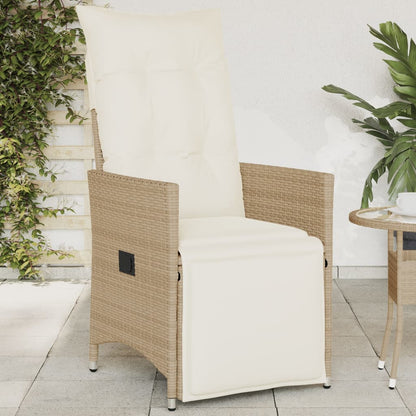 Sedia Reclinabile da Giardino con Cuscini Beige in Polyrattan - homemem39