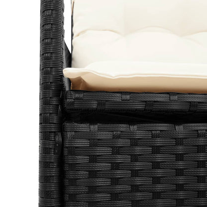 Sedie Reclinabili da Giardino 2 pz con Cuscini Nero Polyrattan