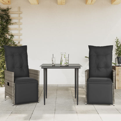 Sedie da Giardino Reclinabili 2 pz e Cuscini Grigio Polyrattan - homemem39