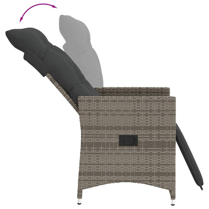 Sedie da Giardino Reclinabili 2 pz e Cuscini Grigio Polyrattan - homemem39