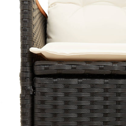 Sedie Reclinabili da Giardino 2 pz con Cuscini Nero Polyrattan