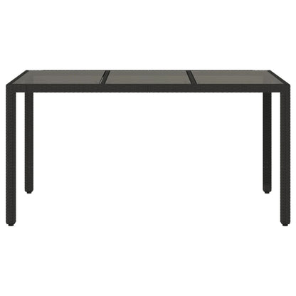 Tavolo da Giardino Piano in Vetro Nero 150x90x75 cm Polyrattan - homemem39