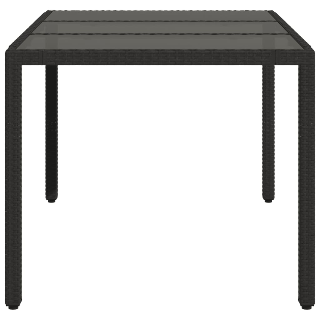 Tavolo da Giardino Piano in Vetro Nero 150x90x75 cm Polyrattan - homemem39