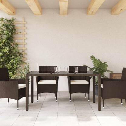 Tavolo Giardino Piano in Vetro Marrone 150x90x75 cm Polyrattan - homemem39