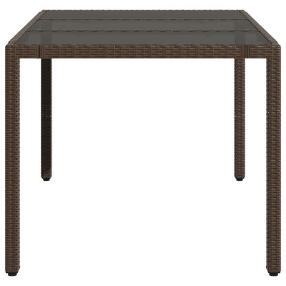 Tavolo Giardino Piano in Vetro Marrone 150x90x75 cm Polyrattan - homemem39