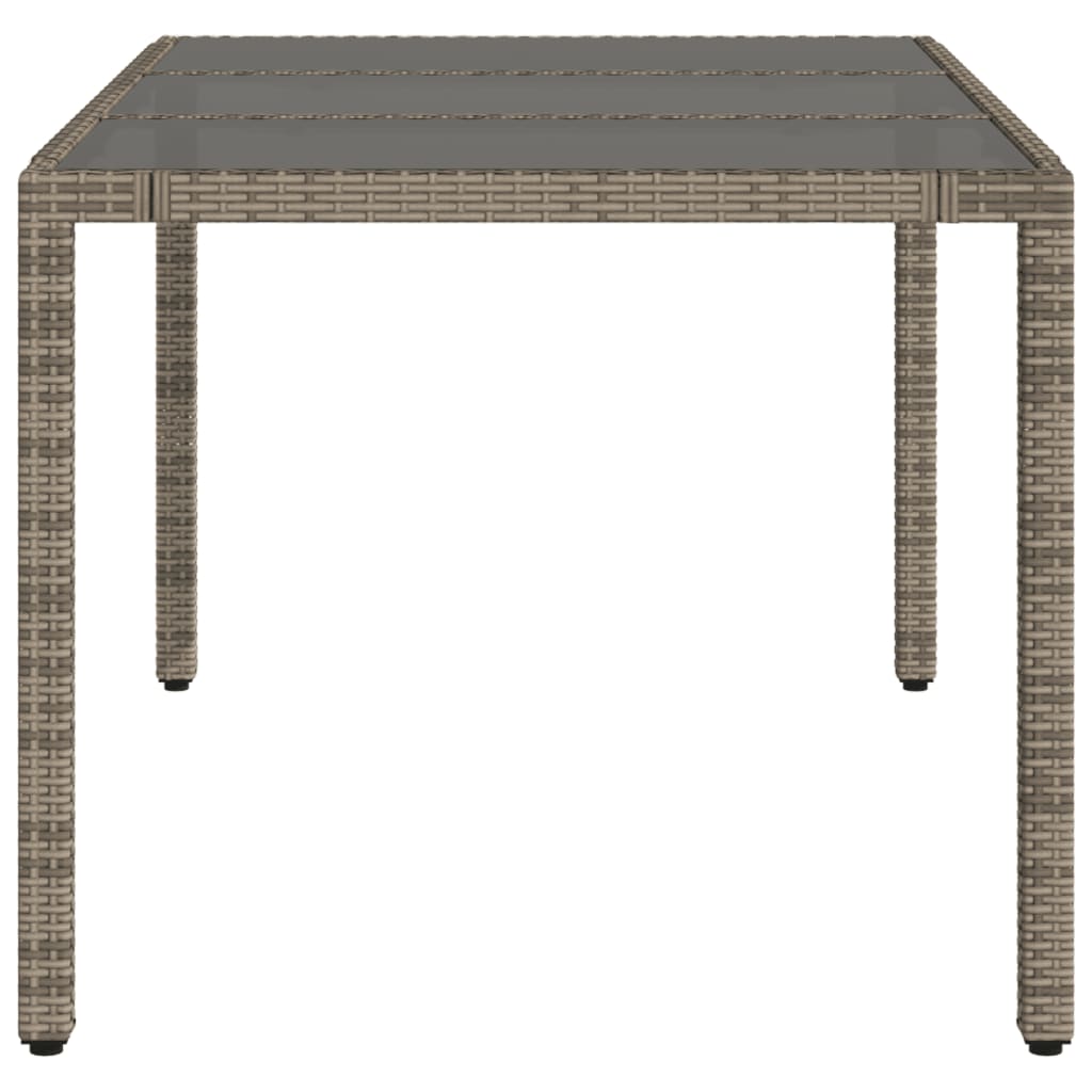 Tavolo da Giardino Piano in Vetro Grigio 150x90x75cm Polyrattan - homemem39