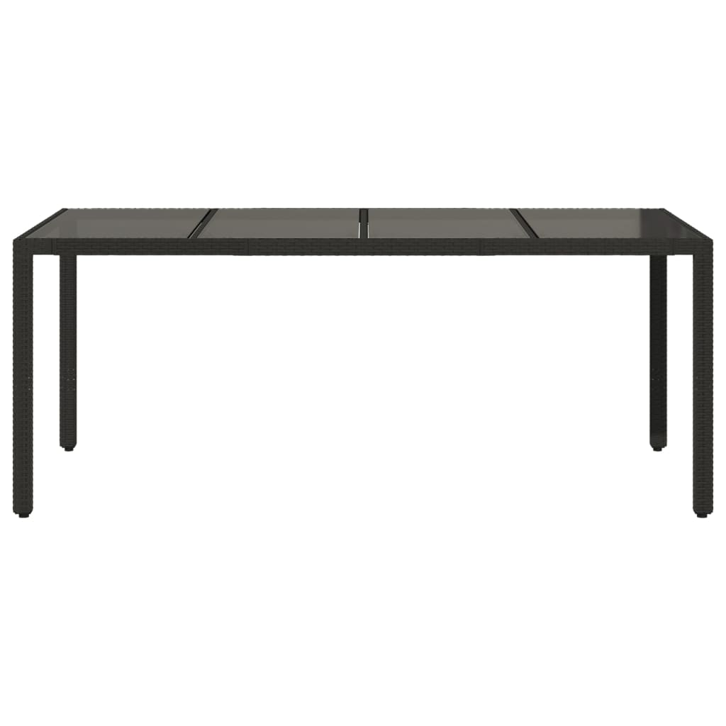 Tavolo da Giardino Piano in Vetro Nero 190x90x75 cm Polyrattan - homemem39