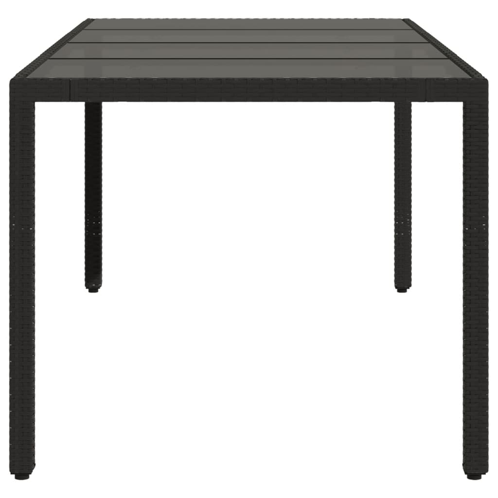 Tavolo da Giardino Piano in Vetro Nero 190x90x75 cm Polyrattan - homemem39