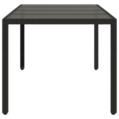 Tavolo da Giardino Piano in Vetro Nero 190x90x75 cm Polyrattan - homemem39