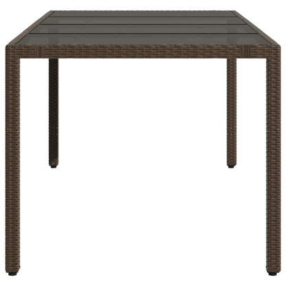 Tavolo Giardino Piano in Vetro Marrone 190x90x75 cm Polyrattan - homemem39