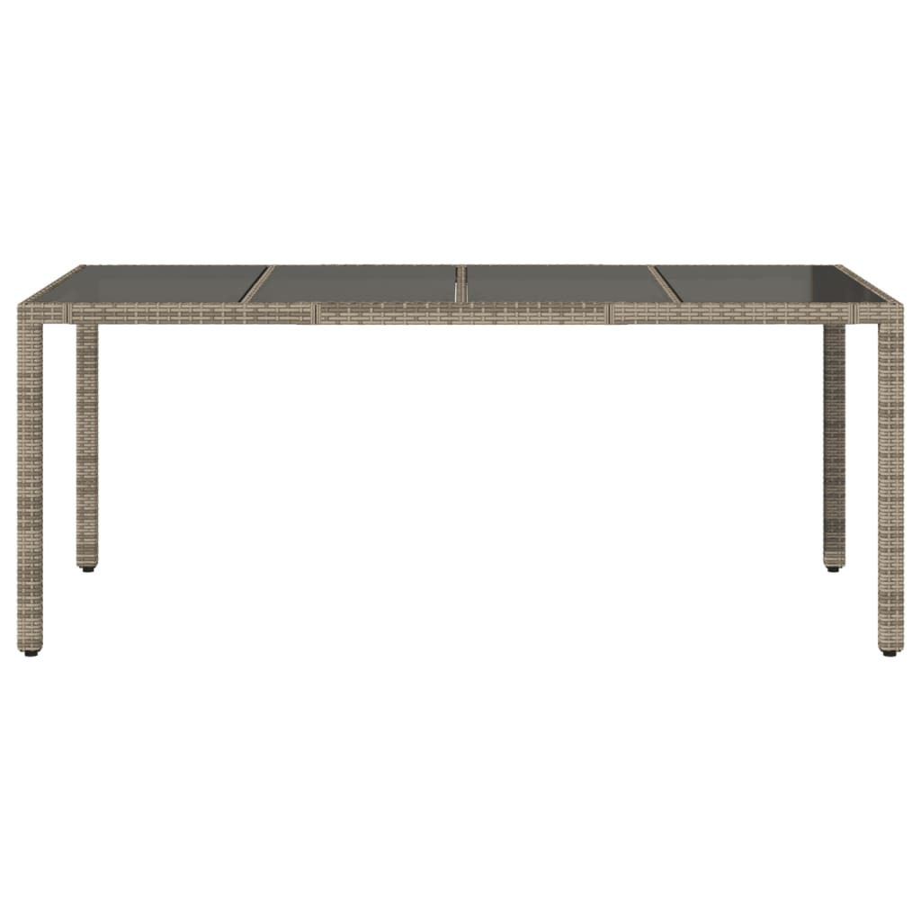 Tavolo da Giardino Piano in Vetro Grigio 190x90x75cm Polyrattan - homemem39