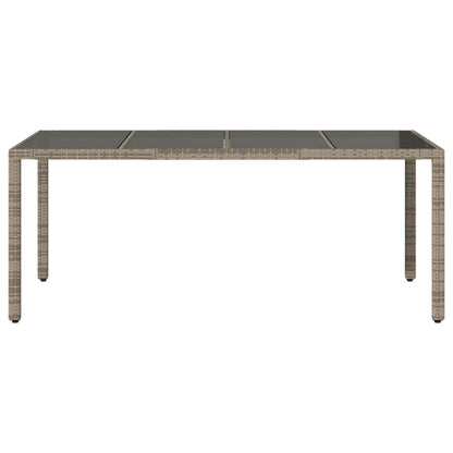 Tavolo da Giardino Piano in Vetro Grigio 190x90x75cm Polyrattan - homemem39