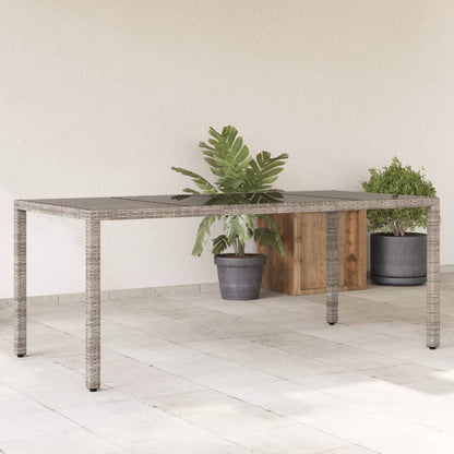 Tavolo da Giardino Piano in Vetro Grigio 190x90x75cm Polyrattan - homemem39