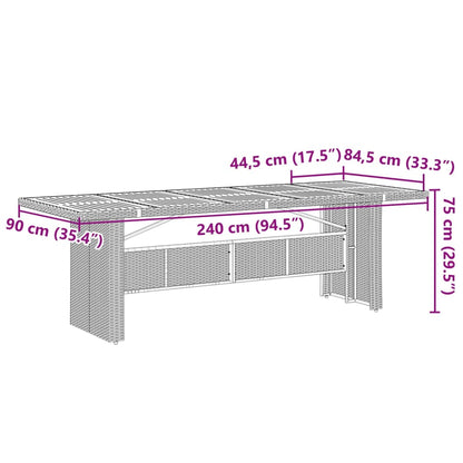 Tavolo Giardino Piano Legno Acacia Grigio 240x90x75 Polyrattan - homemem39