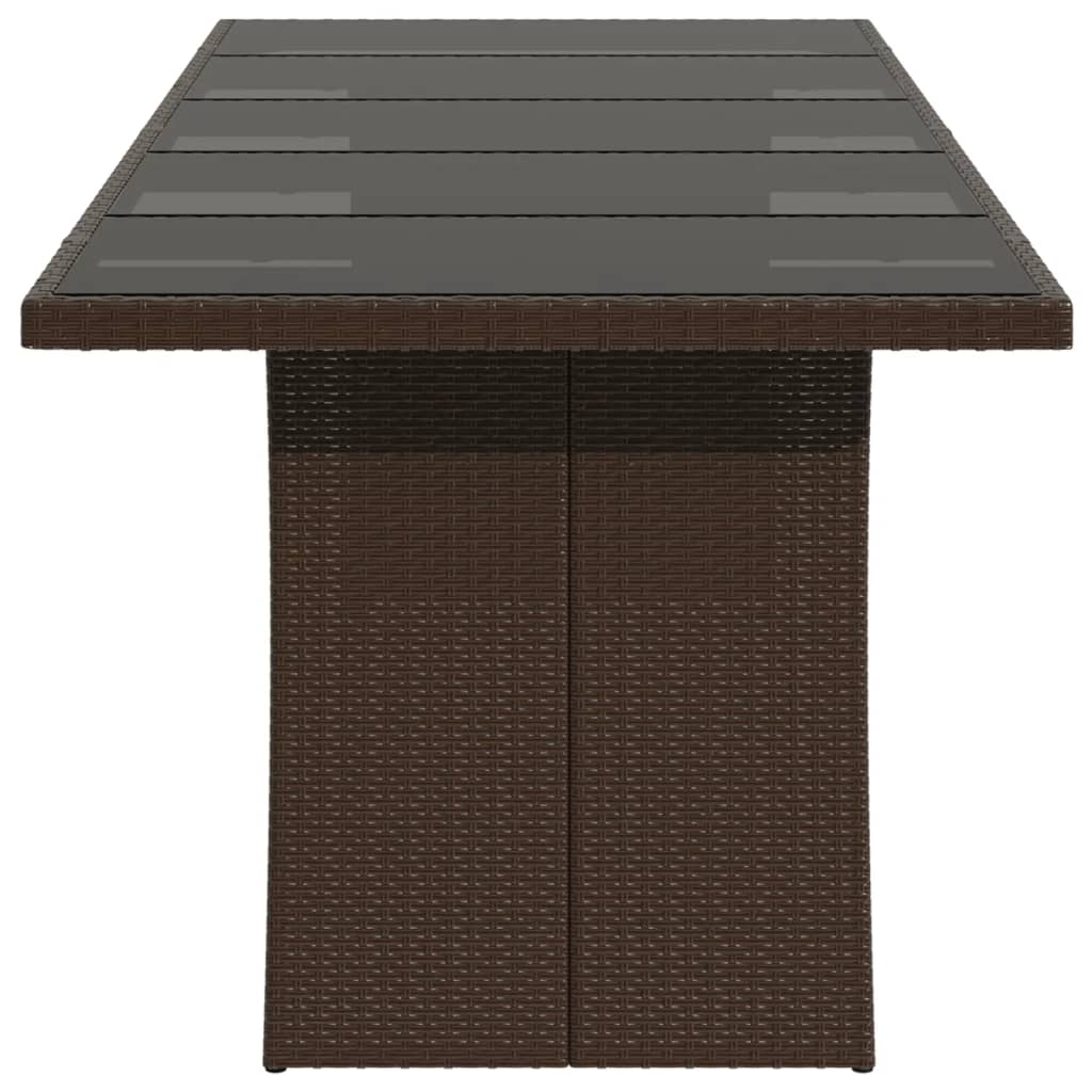 Tavolo Giardino Piano in Vetro Marrone 240x90x75 cm Polyrattan - homemem39