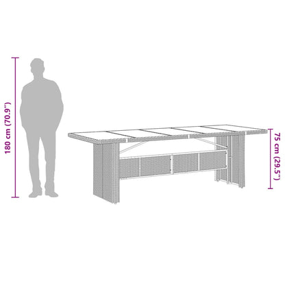 Tavolo Giardino Piano in Vetro Marrone 240x90x75 cm Polyrattan - homemem39