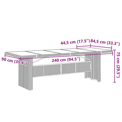 Tavolo Giardino Piano in Vetro Marrone 240x90x75 cm Polyrattan - homemem39