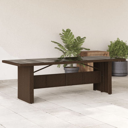 Tavolo Giardino Piano in Vetro Marrone 240x90x75 cm Polyrattan - homemem39