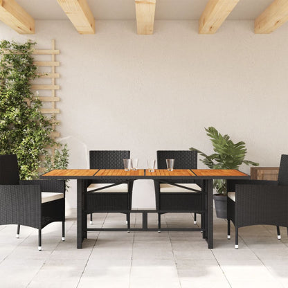 Tavolo Giardino Piano Legno Acacia Nero 190x80x75 cm Polyrattan - homemem39