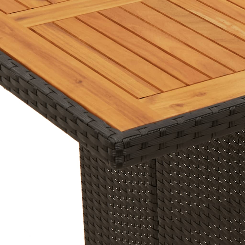 Tavolo Giardino Piano Legno Acacia Nero 190x80x75 cm Polyrattan - homemem39