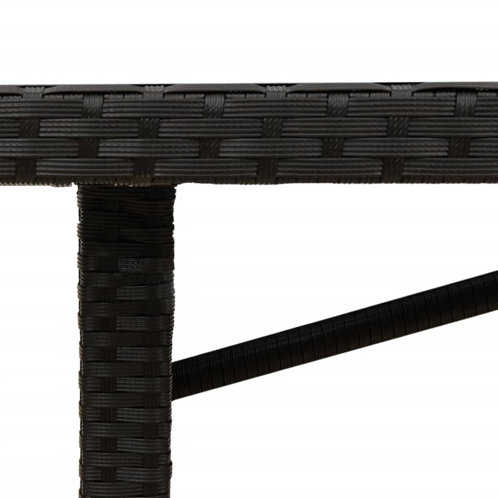 Tavolo Giardino Piano Legno Acacia Nero 190x80x75 cm Polyrattan