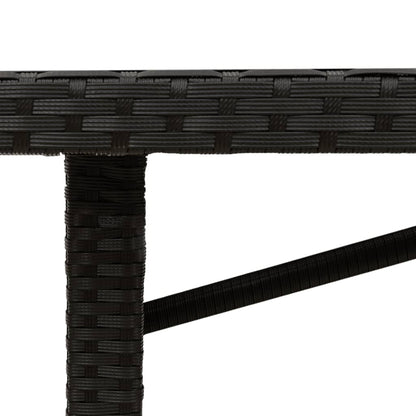 Tavolo da Giardino Piano in Vetro Nero 190x80x75 cm Polyrattan - homemem39