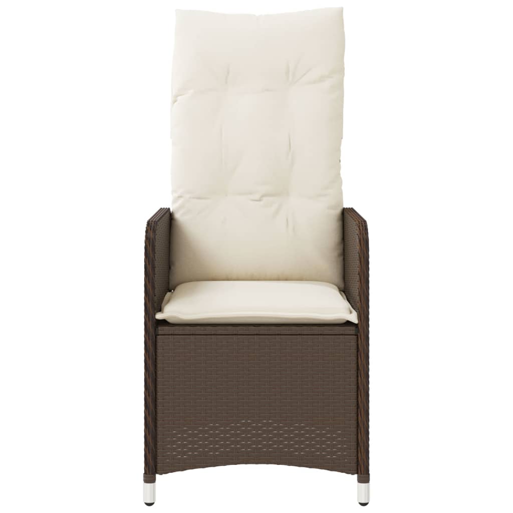 Sedia Reclinabile da Giardino con Cuscini Marrone in Polyrattan - homemem39