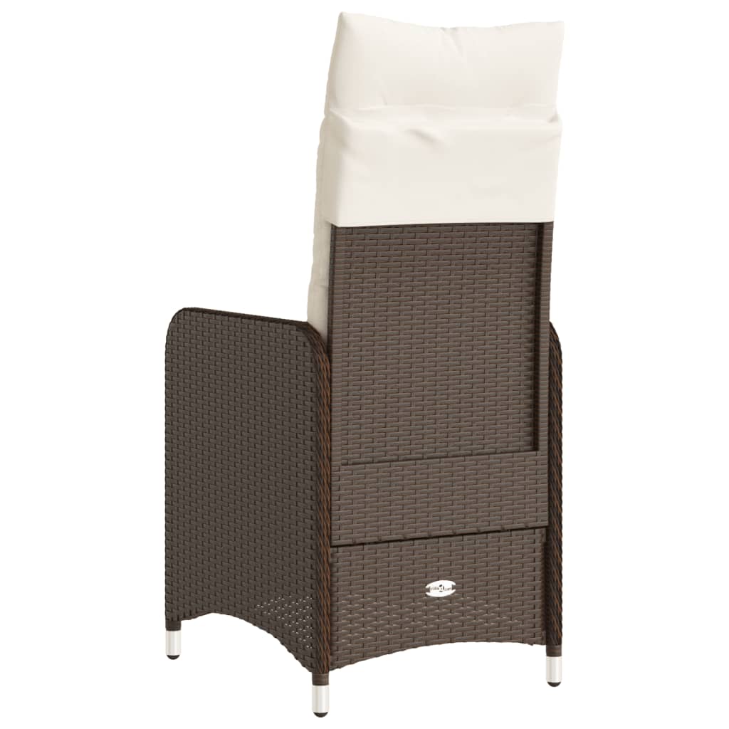 Sedia Reclinabile da Giardino con Cuscini Marrone in Polyrattan - homemem39