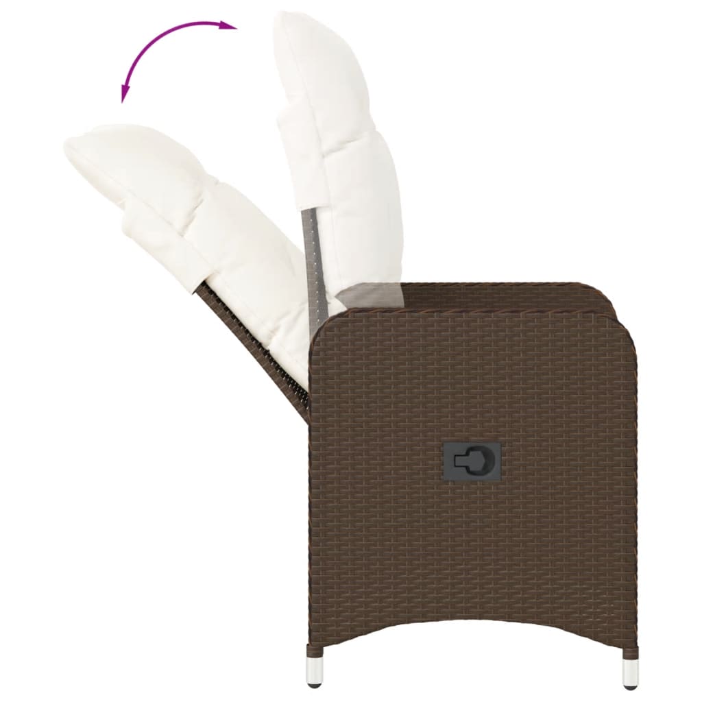 Sedia Reclinabile da Giardino con Cuscini Marrone in Polyrattan - homemem39