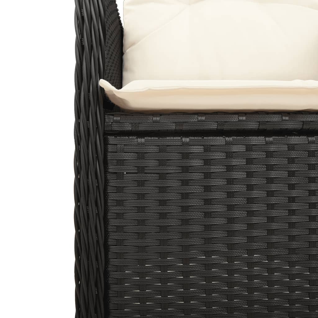 Sedie Reclinabili da Giardino 2 pz con Cuscini Nero Polyrattan - homemem39