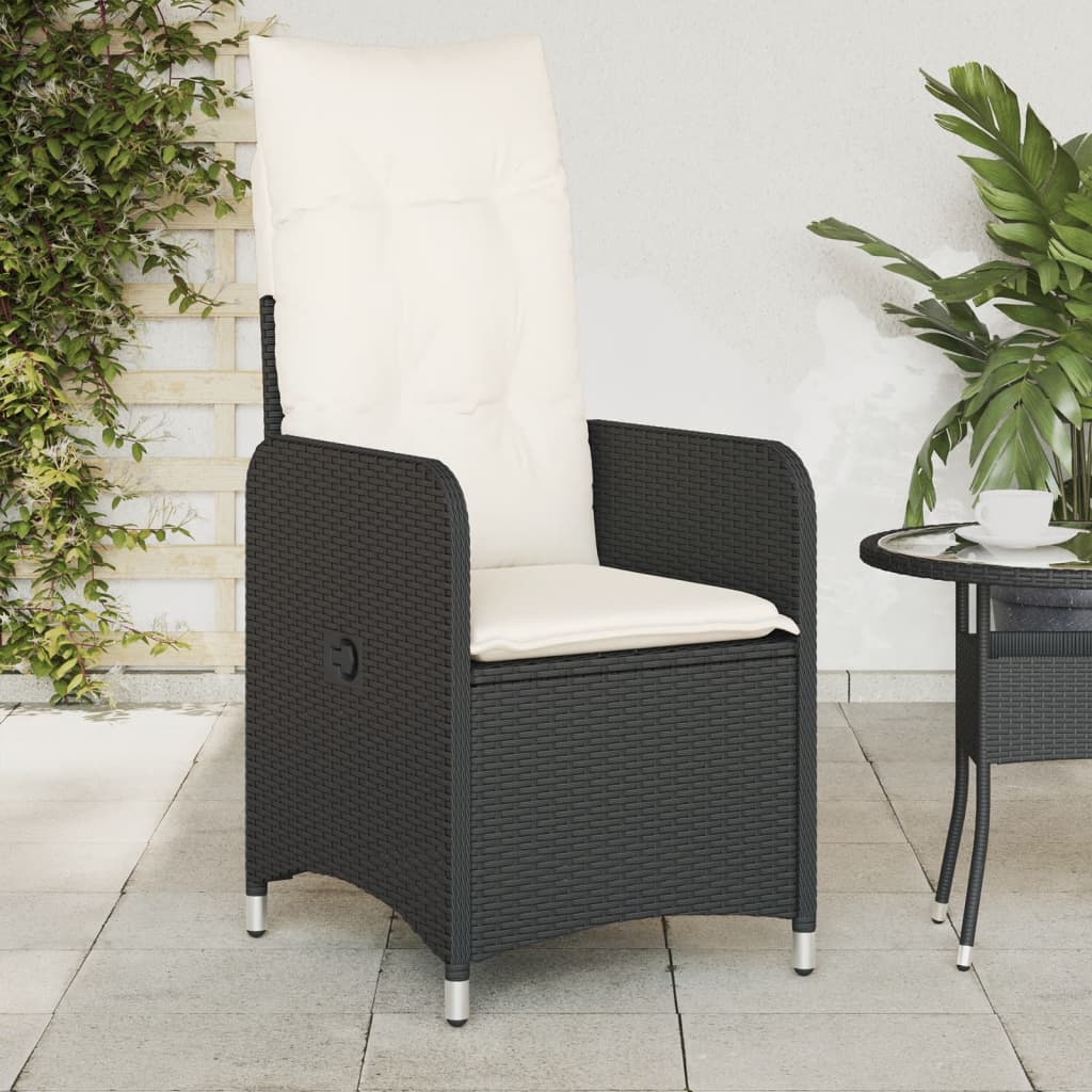 Sedie Reclinabili da Giardino 2 pz con Cuscini Nero Polyrattan - homemem39