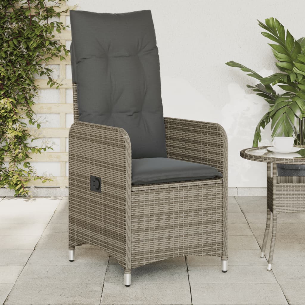 Sedie da Giardino Reclinabili 2 pz e Cuscini Grigio Polyrattan - homemem39