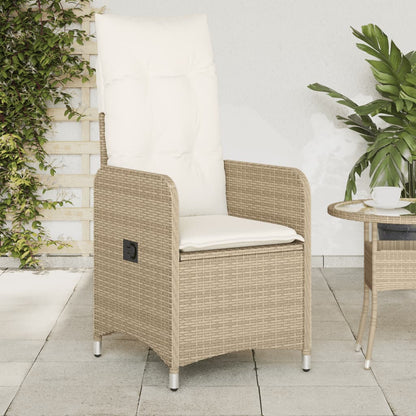 Sedie Reclinabili da Giardino 2pz con Cuscini Beige Polyrattan