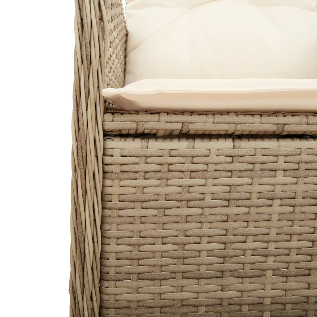 Sedie da Giardino Reclinabili 2pz con Tavolino Polyrattan Beige - homemem39