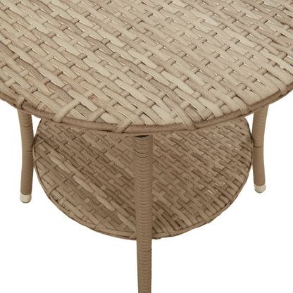 Sedie da Giardino Reclinabili 2pz con Tavolino Polyrattan Beige - homemem39