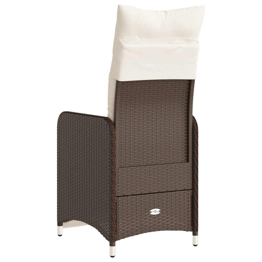 Sedia Reclinabile da Giardino con Cuscini Marrone in Polyrattan - homemem39