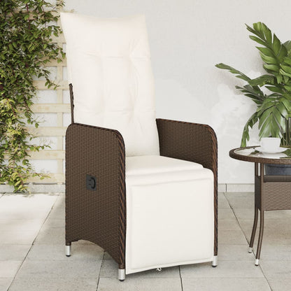 Sedia Reclinabile da Giardino con Cuscini Marrone in Polyrattan - homemem39