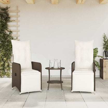 Sedie Reclinabili Giardino 2pz con Cuscini Marrone Polyrattan