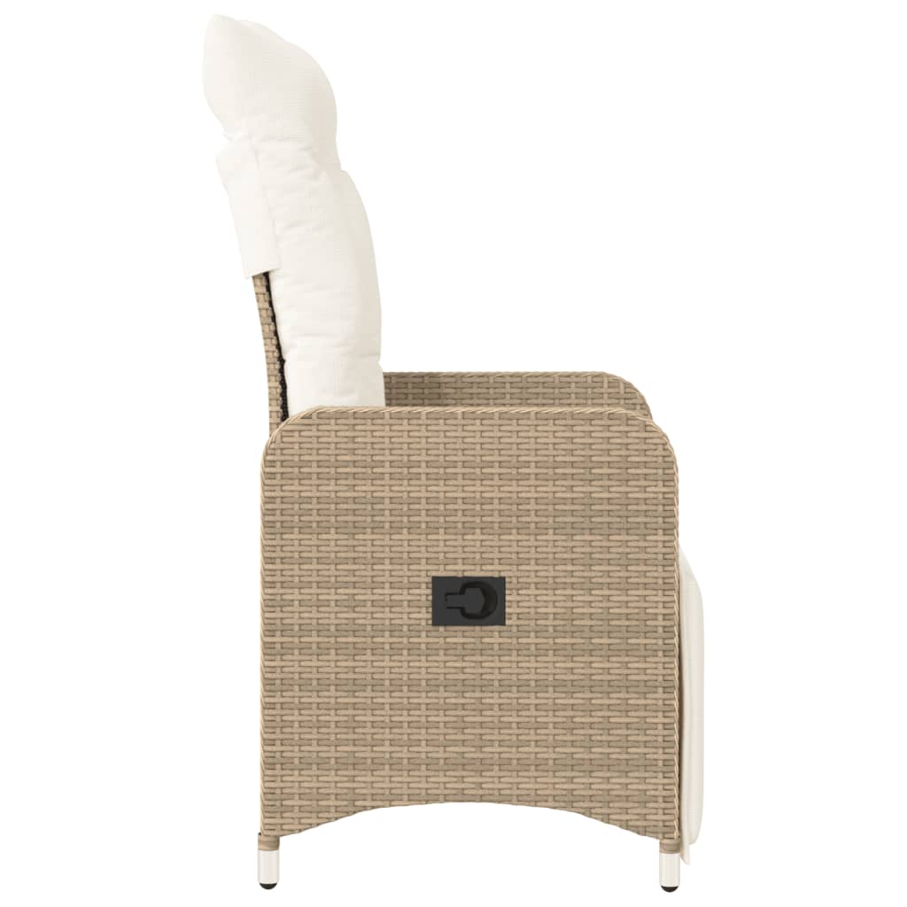 Sedie Reclinabili da Giardino 2pz con Cuscini Beige Polyrattan