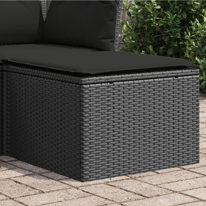 Sgabello Giardino con Cuscino Nero 55x55x37 cm in Polyrattan - homemem39