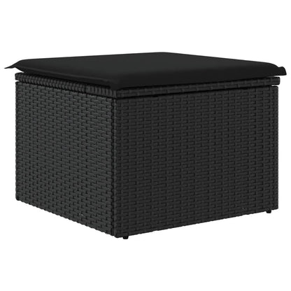 Sgabello Giardino con Cuscino Nero 55x55x37 cm in Polyrattan - homemem39