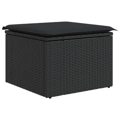 Sgabello Giardino con Cuscino Nero 55x55x37 cm in Polyrattan - homemem39