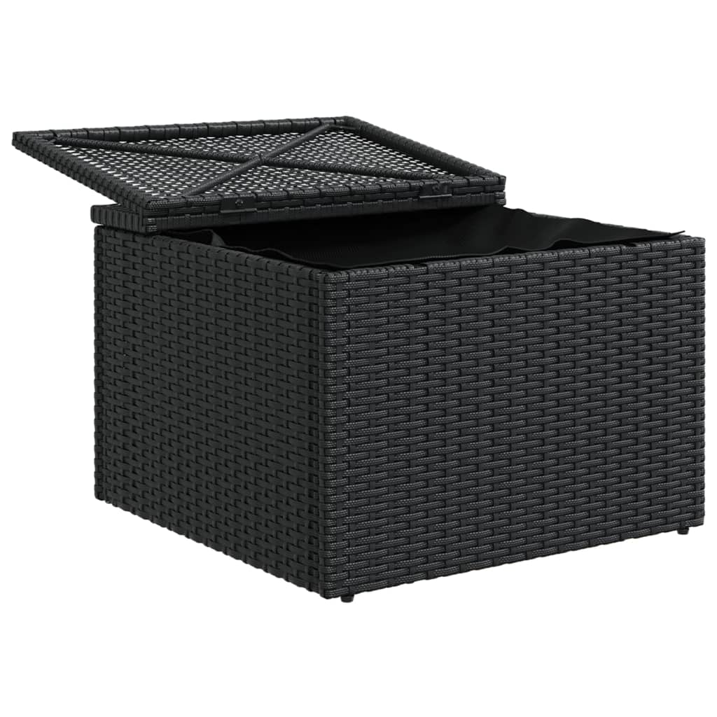 Sgabello Giardino con Cuscino Nero 55x55x37 cm in Polyrattan - homemem39