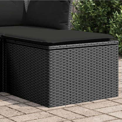 Sgabello Giardino con Cuscino Nero 55x55x37 cm in Polyrattan - homemem39