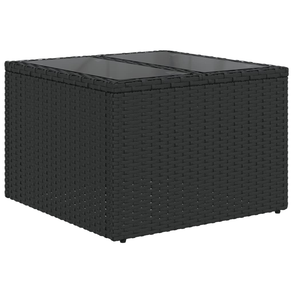 Tavolo da Giardino Piano in Vetro Nero 55x55x37 cm Polyrattan - homemem39