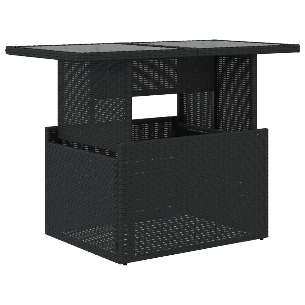 Tavolo da Giardino Piano in Vetro Nero 100x55x73 cm Polyrattan - homemem39