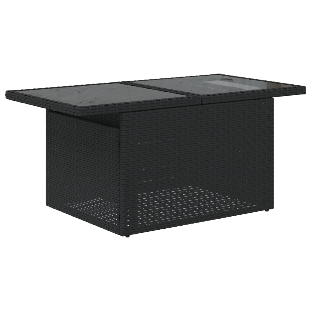 Tavolo da Giardino Piano in Vetro Nero 100x55x73 cm Polyrattan - homemem39