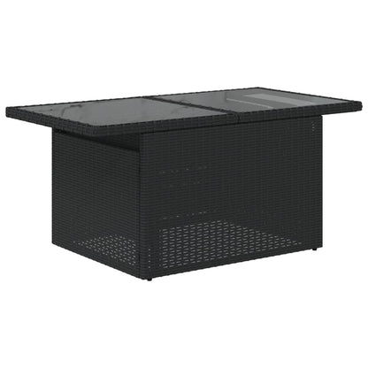 Tavolo da Giardino Piano in Vetro Nero 100x55x73 cm Polyrattan - homemem39