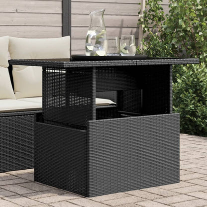 Tavolo da Giardino Piano in Vetro Nero 100x55x73 cm Polyrattan - homemem39