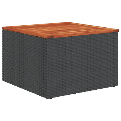 Tavolo da Giardino Nero 55x55x37 cm Polyrattan e Legno Acacia - homemem39